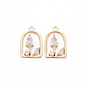 Brass Micro Pave Cubic Zirconia Pendants KK-N232-304A-1