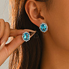 Brass Micro Pave Cubic Zirconia Oval Stud Earrings for Women QP4934-4-2