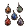 Natural Mixed Stone Teardrop Pendants G-K363-01R-1