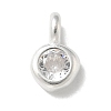 925 Sterling Sliver Cubic Zirconia Flat Round Charms STER-R002-02S-08-1