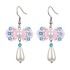 Handmade Glass Seed & Acrylic Beads Bowknot Dangle Earrings EJEW-MZ00298-01-1