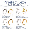 8Pcs 8 Style Brass Rotating Beaded Cuff Rings RJEW-SW0001-01-11
