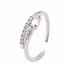 Clear Cubic Zirconia Teardrop Open Cuff Ring RJEW-B028-27P-1