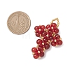 Natural & Synthetic Gemstone Round Beads & Glass Seed Beaded Cross Pendants PALLOY-MZ01151-3