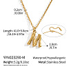 304 Stainless Steel Bamboo Initial Pendant Necklaces for Men Women WM4386-10-1