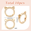 10Pcs Zinc Alloy Crystal Rhinestone Spring Gate Rings FIND-SC0019-51B-2