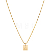 1Pc Stainless Steel Letter Rectangle Pendant Necklaces NJEW-LP0001-34G-G-1