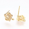 Brass Micro Pave Cubic Zirconia Stud Earring Findings KK-F753-08G-RS-2