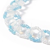 Opal & Glass Seed Braded Ring Wrap Beaded Necklaces for Women NJEW-JN03946-4