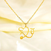 304 Stainless Steel Heart Shaped Stethoscope Pendant Necklaces for Women NJEW-B158-03G-1