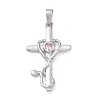 Brass Micro Pave Pink Cubic Zirconia Pendants CU-CBA280C-09P-1