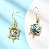 Brass Natural Paua Shell Dangle Earrings EJEW-M060-19A-G-3