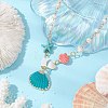 Summer Spray Paint & Electroplate Sea Shell Pendants Necklaces NJEW-JN05182-02-1