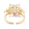 Heart Cubic Zirconia Crystal Wide Band Ring for Girl Women ZIRC-C025-09G-2