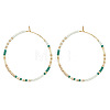 Handmade Glass Seed Beads Hoop Earrings HQ0649-3-1