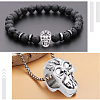 50Pcs Skull Alloy European Beads MPDL-PA0001-02-6
