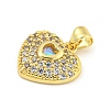 Heart Rack Plating Brass Micro Pave Cubic Zirconia Charms KK-Z053-17G-01-2