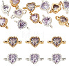 12Pcs 2 Colors Brass Pave Cubic Zirconia Heart Links Connector Charms KK-TA0003-48D-2