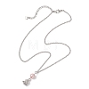 Alloy Rose Flower and Round Shell Pearl Pendant 304 Stainless Steel Cable Chain Necklaces for Women NJEW-JN05759-01-2