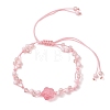 Rose Glass Seed Beads & Glass Braided Bead Bracelets BJEW-MZ00313-01-2