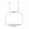 Summer Heart-shaped Faux Pearl Adjustable Braided Bead Bracelets for Daily Wear KQ0143-5