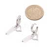 304 Stainless Steel Rose Quartz Column Hoop Earrings EJEW-JE06791-02-4