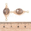 Natural Grey Agate Faceted Flat Round Links Connector Charms with Copper Herringbone Wire-Wrapped KK-Z152-09G-01-3