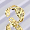 Brass Micro Pave Clear Cubic Zirconia Open Cuff Rings for Women RJEW-K289-02G-X-1