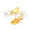 Rack Plating Brass Oval Hoop Earrings with Plastic Pearl Beaded EJEW-K245-37G-2