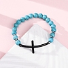 Round Synthetic Turquoise Bead Stretch Bracelets BJEW-F493-05EB-02-1