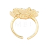 Rack Plating Flower Brass Open Cuff Rings for Women RJEW-B064-18G-02-3