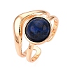 Round Natural Lapis Lazuli Finger Rings RJEW-N046-10E-2