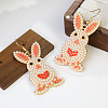 Easter Zinc Alloy & Plastic Imitation Pearl Rabbit Dangle Earrings FS-WG041E6-01-1