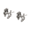 Brass Micro Pave Clear Cubic Zirconia Bowknot Stud Earring Findings KK-G553-08P-1