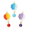 304 Stainless Steel & Glass Cylinder Seed Beads & Glass Pendnats PALLOY-MZ01446-1