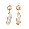 Natural Pearl Dangle Stud Earrings EJEW-P256-20G-1