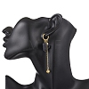 304 Stainless Steel Blue Goldstone Heart Tassel Hoop Earrings EJEW-JE06731-01-2