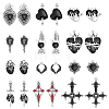24Pcs 12 Styles Gothic Alloy Black Enamel Chandelier Component Links FIND-OC0014-13-1