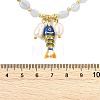 Brass Enamel Fish and Natural Pearl Rice Pendant Natural Blue Lace Agate Nuggets Beaded Necklaces for Women NJEW-JN06357-02-4