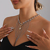 Two Tone Alloy Sun and Chain Tassel 2-Strand Bib Necklaces with CCB Plastic Beads for Women WG233F9-01-5