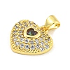 Heart Rack Plating Brass Micro Pave Cubic Zirconia Charms KK-Z053-17G-06-2