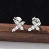 925 Sterling Silver Clear Cubic Zirconia Stud Earrings EJEW-Q032-01B-P-1