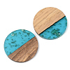 Transparent Resin & Walnut Wood Pendants RESI-S389-025A-B03-2
