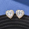 Brass Micro Pave Cubic Zirconia Stud Earrings for Women EJEW-F418-06G-1
