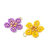 Beaded Flower Charms PALLOY-MZ01347-2