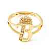 Clear Cubic Zirconia Initial Letter with Crown Adjustable Ring RJEW-M139-17B-2