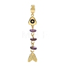 Brass Pave Cubic Zirconia Clear Cubic Zirconia & Natural Amethyst & Enamel European Dangle Charms GG-CBA3401-01G-A04-1