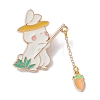Rabbit with Carrot Dangle Enamel Pins JEWB-D028-02A-KCG-1