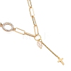 Star & Moon & Cross Brass Lariat Necklaces Sets NJEW-JN03041-12
