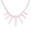 Natural Rose Quartz Round Beaded Fan Bib Necklaces NJEW-N064-04I-3